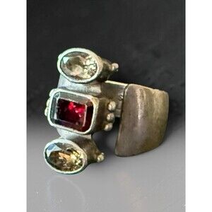 Signed Mike Smith Sterling Silver Navajo Modernist Southwestern Statement Ring